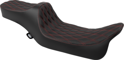 DRAG SPECIALTIES SEATS Predator III Seat - Extended Reach - Double Diamnd - Red Stitching - FLH/FLT '08-'24 4687D