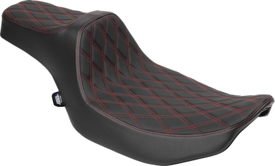DRAG SPECIALTIES SEATS Extended Reach Predator III Seat - Vinyl - Red Double Diamond Stitch - FLT/FLH '23-'25 4706D