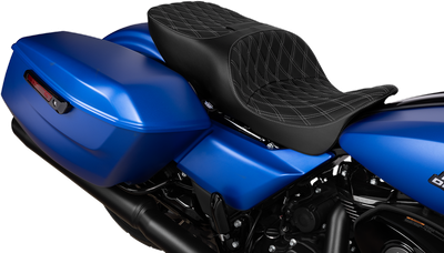 DRAG SPECIALTIES SEATS Freedom Seat - Vinyl - Double Diamond Silver Stitch - FLRT/FLTRT '15-'25 4727C