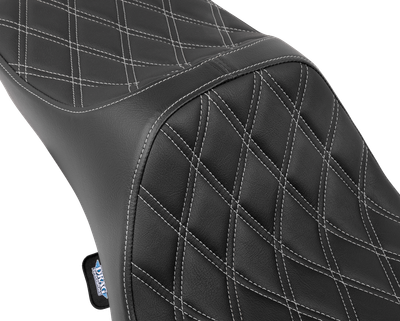 DRAG SPECIALTIES SEATS Predator III Seat - Extended Reach - Double Diamnd - Silver Stitching - FLH/FLT '08-'24 4687C