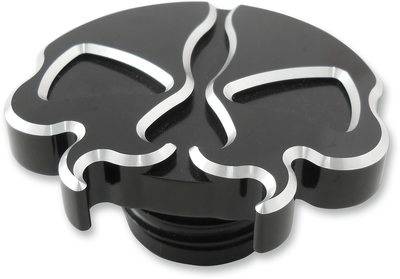 DRAG SPECIALTIES Gas Cap - Non-Vented - Split Skull - Black 78049B