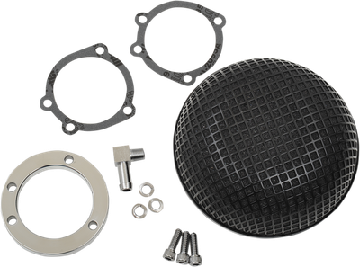 DRAG SPECIALTIES "Bob" Retro-Style Air Cleaner Kit - Black 14-0110CVSB