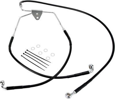 DRAG SPECIALTIES Brake Line - Front - Black - +10" - FLH '96-'07 660411-10BLK