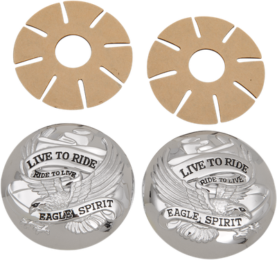 DRAG SPECIALTIES "Live to Ride" Gas Cap Covers - Chrome 03-0025A-BC230