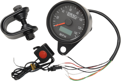DRAG SPECIALTIES Programmable Mini Electronic Speedometer with Odometer/Tripmeter - 2.4" - Matte Black 21-6893BDSNU