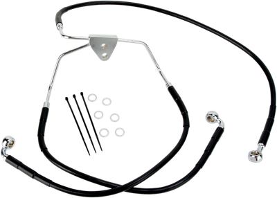 DRAG SPECIALTIES Brake Line - Front - Black - +4" 620085-4BLK