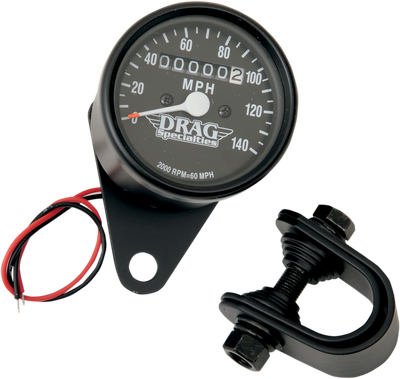 DRAG SPECIALTIES 2.4" MPH Mini LED Mechanical Speedometer/Indicators - Black Housing - 2:1 - Black 21-6805BDS1