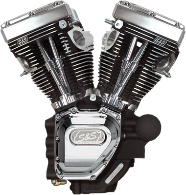 S&S CYCLE Engine - T143 Long Block - Wrinkle Black and Chrome - Touring 310-0548BW
