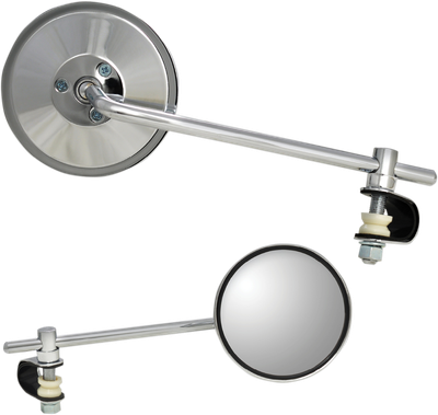 PARTS UNLIMITED Mirror - Side View - Round - Chrome - Long - Each 17076