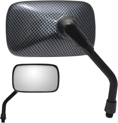 PARTS UNLIMITED Mirror - Mini - Side View - Rectangle - Black/Carbon Fiber - M10x1.25 - Each 17053