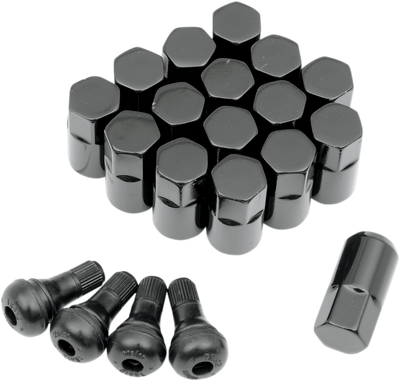 MOOSE OFFROAD Lug Nuts with Valve Stems - 12 mm x 1.50 - Black - Tapered - 16 Pack SP300MO207B