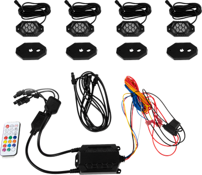 MOOSE OFFROAD Rock Light Kit - RGB - 4 Pods 100-3614-PU