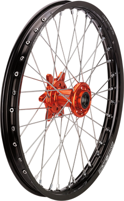 MOOSE OFFROAD Wheel Assembly - SX-1 - Complete - Front - Black Wheel/Orange Hub - 21x1.6 - KTM/Gas Gas/Husqvarna MF-16021-BKOR