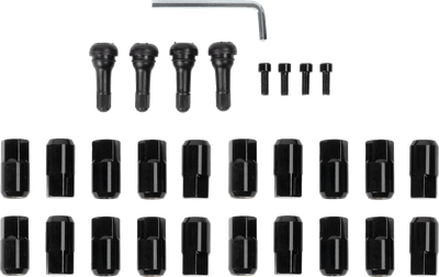 MOOSE OFFROAD Lug Nuts with Valve Stems - 12 mm x 1.50 - Black - Flat - 20 Pack SP300MO207B-20