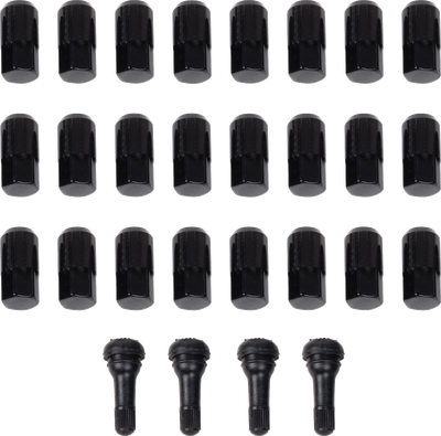 MOOSE OFFROAD Lug Nuts with Valve Stems - 12 mm x 1.50 - Black - Tapered - 24 Pack SP300MO207B-24