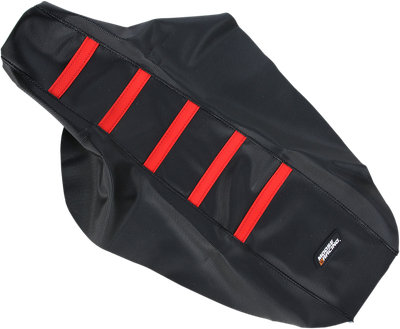 MOOSE OFFROAD Ribbed Seat Cover - Black Cover/Red Ribs - Honda CR80/85 '96-'07 CR8096-331RT