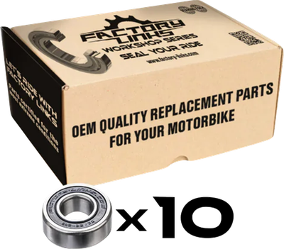 FACTORY LINKS Wheel Bearings - Double Seal - 6205 2RS - 25x52x15 - 10 Pack WBE-J-065