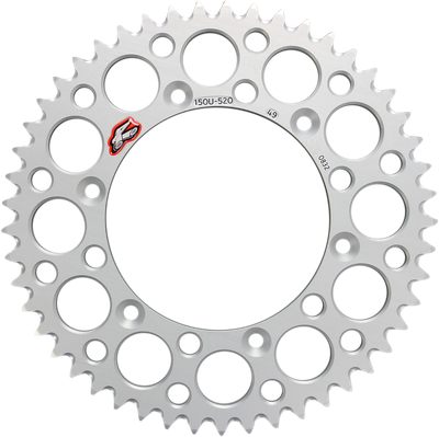 RENTHAL Rear Sprocket - Aluminum - 49 Tooth - Silver - Honda/Yamaha 150U-520-49GBSI