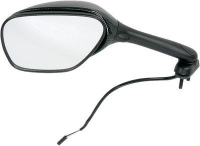 EMGO Mirror - Side View - Lighted - Black/Carbon Fiber - Rectangle - Left - Suzuki 20-69794