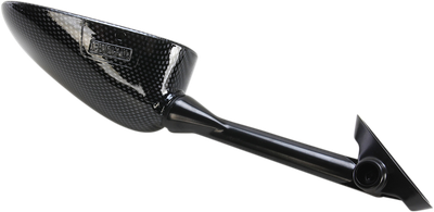 EMGO Mirror - Side View - Black/Carbon Fiber - Rectangle - Left - Suzuki 20-97204