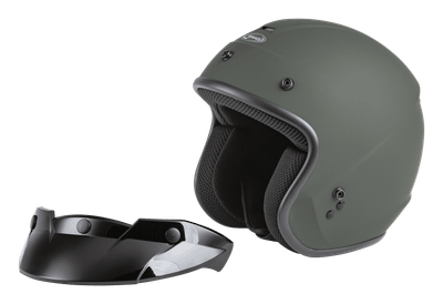 Of 2 Open Face Helmet Matte Green Md