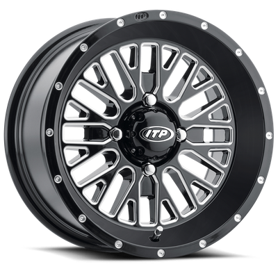 ITP Momentum 18x6.5 / 4x156 BP / 10mm Offset Black w/ Milled Accents Wheel