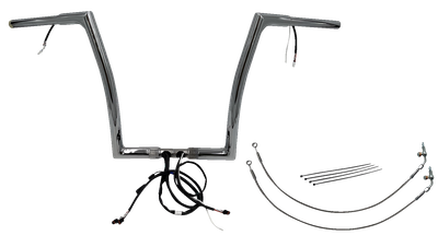 FAT BAGGERS INC. EZ Install Wired 1-1/4" Flat Top Handlebar Kit - 14" - Chrome 701914