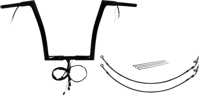 FAT BAGGERS INC. EZ Install Wired 1-1/4" Flat Top Handlebar Kit - 14" - Black 702914-B