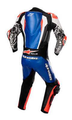 ALPINESTARS Racing Absolute v2 1-Piece Leather Suit - Metallic Blue/Black/White/Red Fluo - US 44 / EU 54 3156323718354