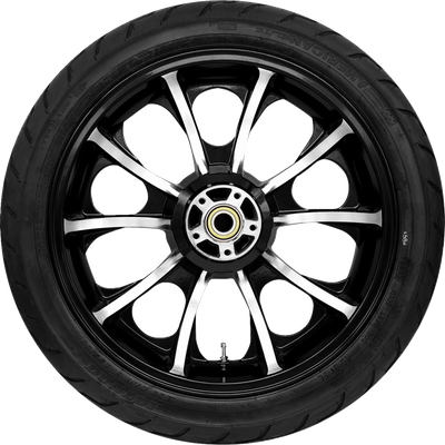 COASTAL MOTO Largo Rear Wheel - Black Cut (18") | Dunlop AE2 Tire (180/55B18) PKG2-LAR185BC-ABST