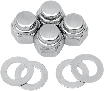 COLONY Cap Nuts with Washers - Rocker Shaft End - Hex - '66-'84 Big Twin/Sportster 8400-8