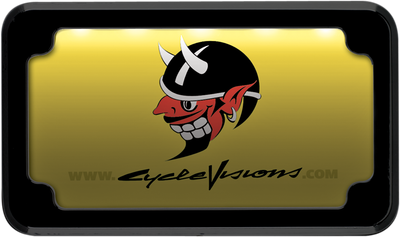 CYCLE VISIONS Beveled License Plate Frame - Black - with Plate Light CV-4616B