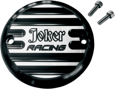 JOKER MACHINE Points Cover - Finned Joker Racing - 2 Hole - Black Anodized 02-98JFB