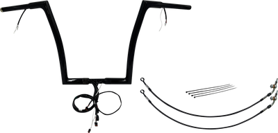 FAT BAGGERS INC. EZ Install Wired 1-1/4" Flat Top Handlebar Kit - 14" - Black 701914-B