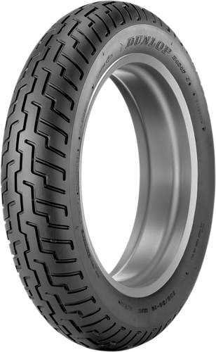 Dunlop D404 Front Motorcycle Tire 100/90-19 57H Blackwall for metric cruisers and standards including Honda Shadow, Yamaha V-Star, and Suzuki Boulevard.