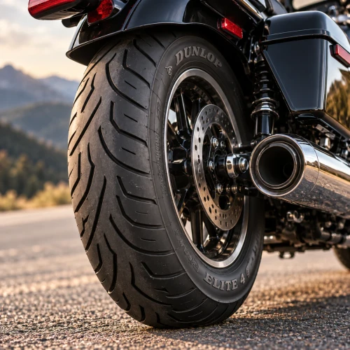 Dunlop Elite 4 rear motorcycle tire 160/80B16 80H mounted on a touring motorcycle
