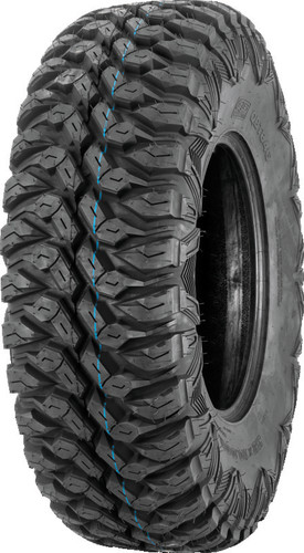 A high-resolution studio product photograph of a QuadBoss QBT846 Radial Utility UTV tire in size 32x10R15, set against a clean white background. Displayed at a front-three-quarter angle, the heavy-duty radial all-terrain utility tire features an aggressive, non-directional tread pattern with deep lugs designed for smooth ride performance and optimal traction across hardpack, mud, and trail terrain. Constructed with a durable 8-ply rated radial carcass, the black rubber casing displays crisp embossed sidewall text including "QUADBOSS", "QBT846", and "32x10R15".