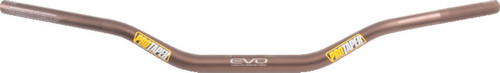 Front view photo of the magnesium gray ProTaper EVO YZ High handlebar showcasing its unbraced 1-1/8 inch tapered wall structure, white pad, and raw metallic alignment grid on a white backdrop.