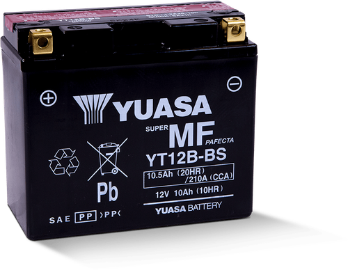 Yuasa YT12B-BS Maintenance Free 12-Volt AGM Battery w/Bottle - Batteries & Chargers