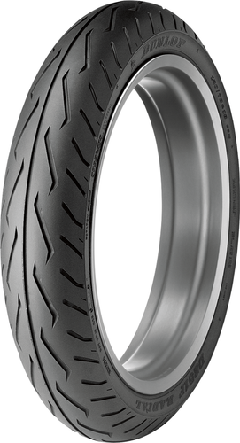 A high-resolution studio product photograph of the Dunlop D251 front cruiser motorcycle tire in 150/80R16 71V sizing, set against a seamless white background. Positioned standing vertically at a three-quarter perspective, the tire highlights its heavy-duty radial construction specifically engineered for large-displacement power cruisers and touring machines. The tread design features deep, sweeping lateral grooves designed to efficiently channel water away from the contact patch, maintaining wet-weather grip and high-speed directional stability, completed by clean embossed sidewall branding on its matte black rubber casing.