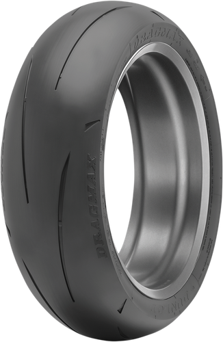 Dunlop Dragmax rear tire, angled view