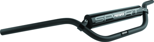 A high-resolution studio product photograph of the ProTaper ATV Aluminum Handlebar in a sleek matte black finish, set against a clean white background. Displayed from a front perspective angle, the handlebar features high-strength aerospace 2000-series T6 aluminum construction with a standard 7/8-inch diameter throughout. Designed with ATV-specific geometry offering increased rise and sweep for optimal quad ergonomics, it includes a cold-forged aluminum crossbar, stainless steel hardware, and a high-density vinyl-covered crossbar pad with signature ProTaper branding.