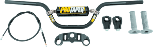 ProTaper Kawasaki KLX110 pitbike kit contents: handlebar, bar pad, grips, cable and mounts