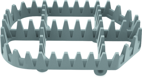 A high-resolution studio product photograph of a ProTaper SS (Stainless Steel) Standard Cleat Kit, set against a clean white background. Displayed at a three-quarter angle, the heavy-duty cast stainless steel replacement cleat features a raw satin metallic finish, aggressive perimeter and cross-member teeth for uncompromising boot grip, and an open mud-clearing arch design. Engineered as a rugged upgrade or replacement for ProTaper footpegs, this standard-height cleat provides maximum traction and long-lasting durability under severe off-road conditions.