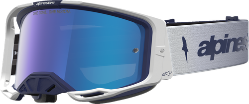 ALPINESTARS GOGGLES Vision 8 Goggle - Amber - Navy/White - Blue Mirror Lens 5101427-7357
