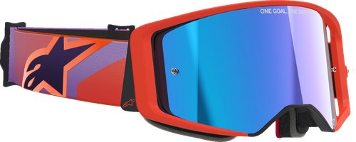 ALPINESTARS GOGGLES Supertech Vision Goggle - Corp - Hot Coral Purple - Blue Mirror Lens 5100326-414