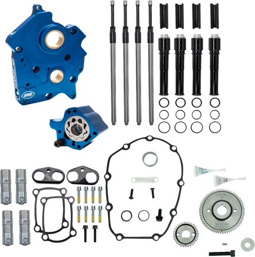 S&S Cycle Cam Chest - Oil Cooled - Gear Drive - Black Pushrod Tubes - M8 - Engine Rebuild Kits