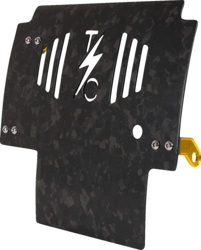 THRASHIN SUPPLY CO. Skid Plate - Carbon Fiber/Forged - With Gold Brackets - FLHX/FLTRX TSC-3035-5