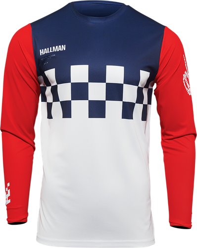 THOR Hallman Differ Cheq Jersey - White/Red/Blue - Small 2910-6577