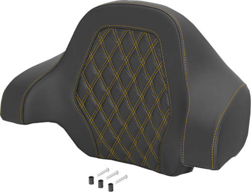 SADDLEMEN Deluxe Tour Pack Sissy Bar Pad - Carbon Fiber - Gold Lattice Stitch 071020707